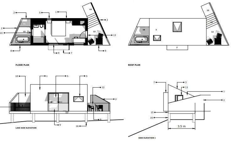 Proposed floor plans for cabins at Leeds Castle