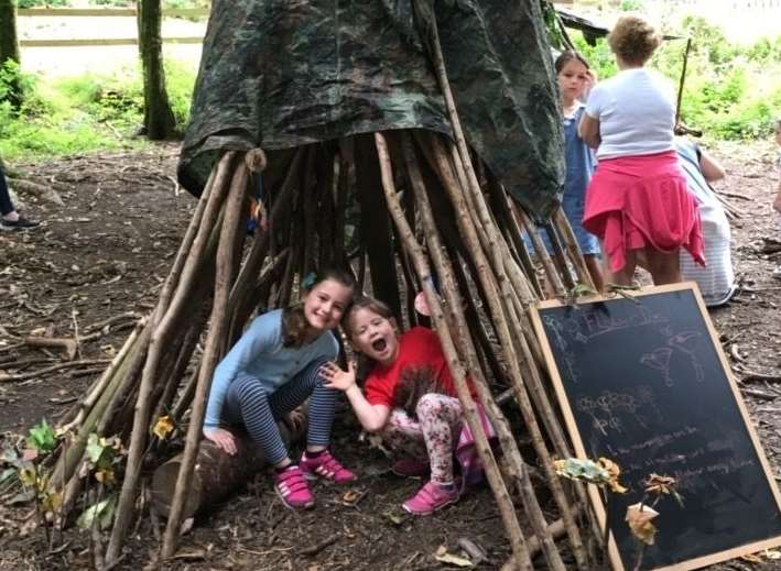 Rosie and Poppy give den building a go