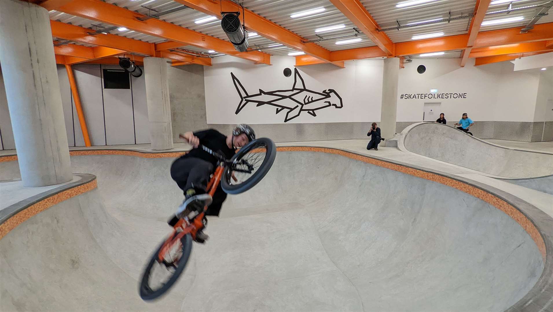 Riders show off their skills at today's preview of the new F51 skate park