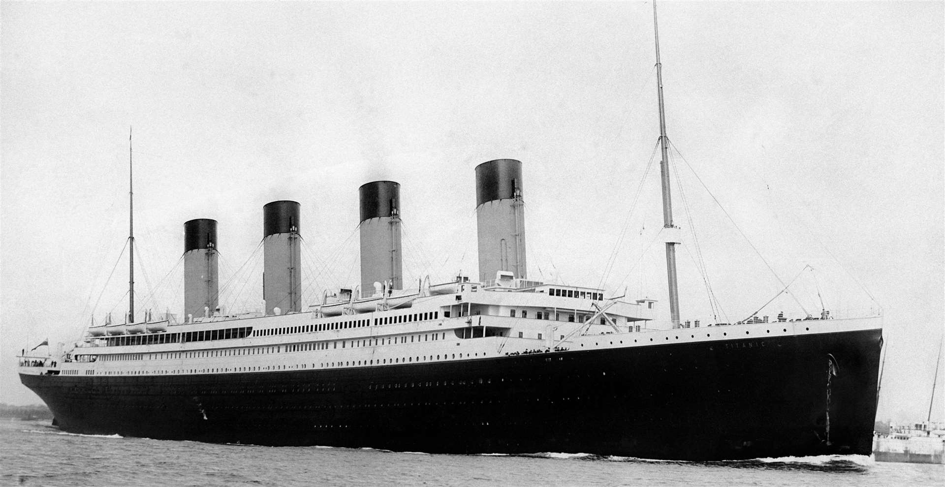 RMS Titanic departing for its maiden voyage from Southampton on April 10, 1912