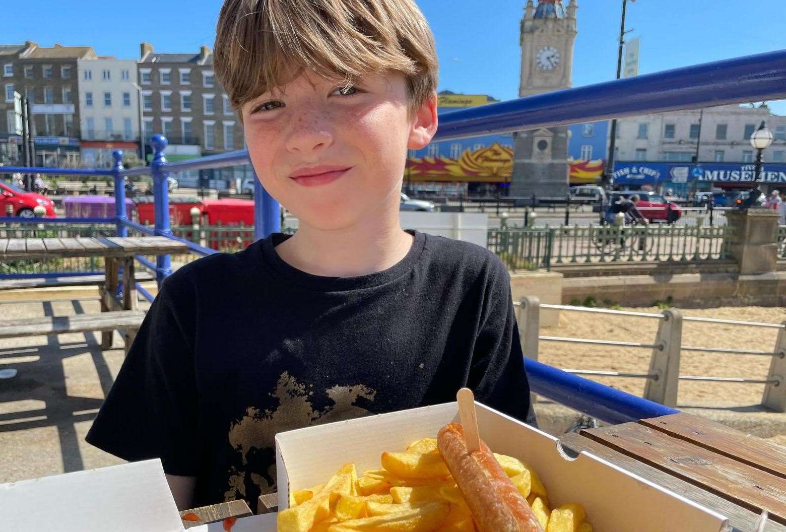 Sausage and chips on Margate beach