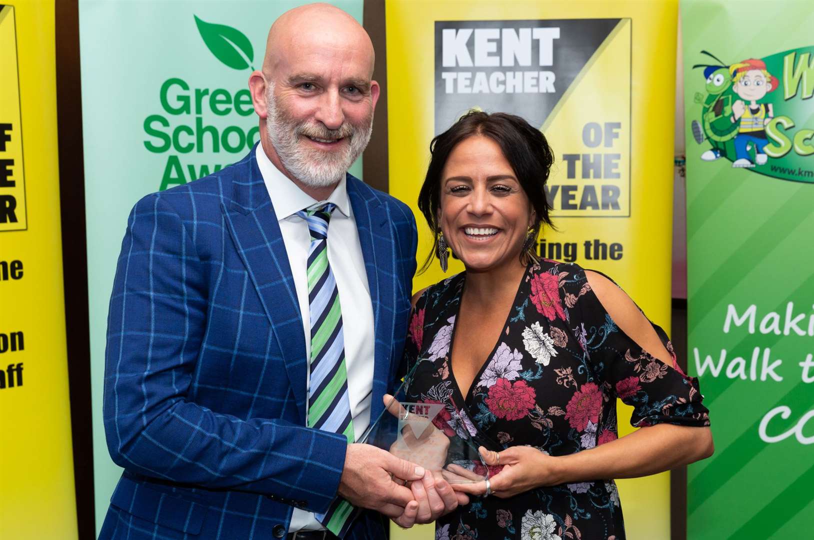 Overall Kent Secondary School Teacher of the Year, Fiona Ravate of the Rowans AP Academy. Presented by Tom Stanley of KCS Commercial Services. Picture: Countrywide Photographic