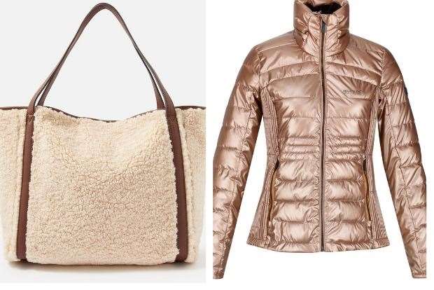 Hey good looking! Faux shearling slouch bag, £32, Accessorize. Plus, Keava insulated quilted jacket, £62.95 (was £90), from Regatta.