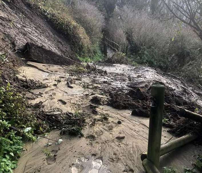 The Cow Path was also damaged at Folkestone Leas following a landslide in November 2023. Picture: James Butcher