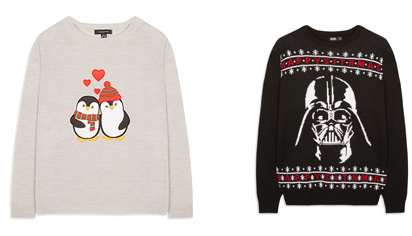 Nowhere does Christmas jumpers as numerous, and as cheap, as Primark. Prices for this hyper cute pengiun one start at £7 and it's from £12 for the Darth Vader version.
