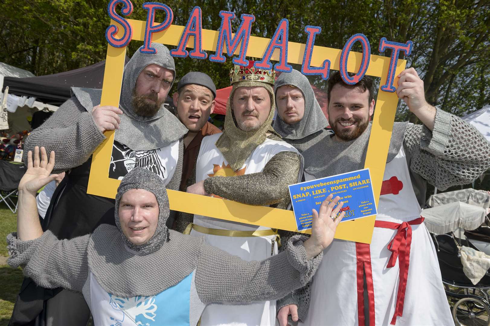 Arthur and his knights, the cast of the Kentish Players version of Spamalot at last year's English Festival