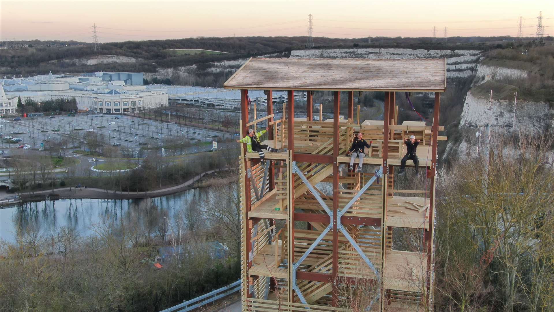 The dispatch tower at Hangloose Adventure being erected last month