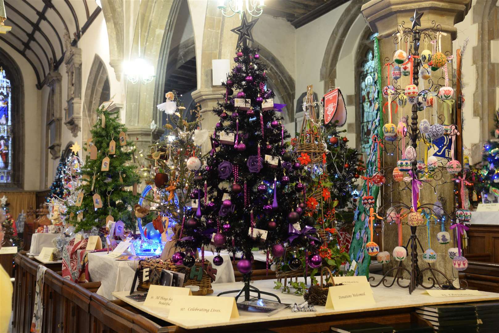 Just some of the 112 trees at the Christmas Tree Festival in 2017