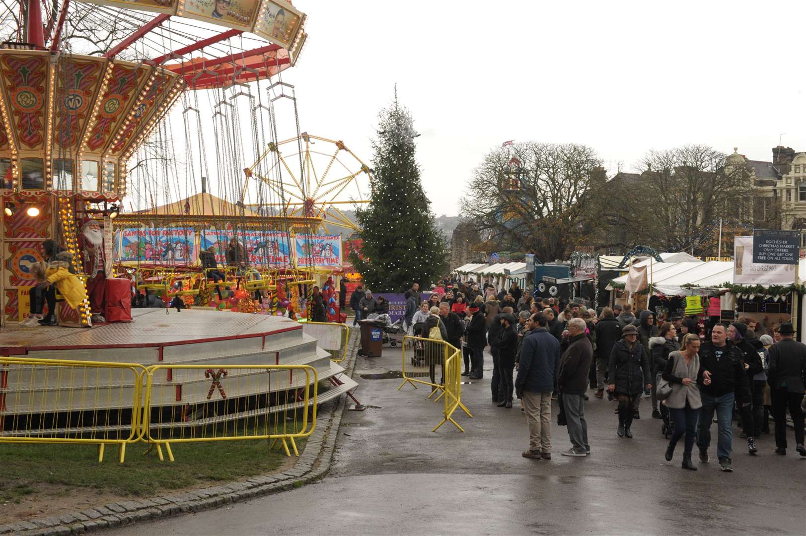 The market in the Castle's gardens included a funfair for visitors