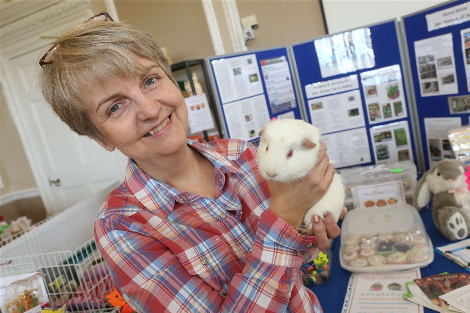 Sandra Durling, from East Peckham Guinea Pig Rescue holds "Stuart Little" at last year's event