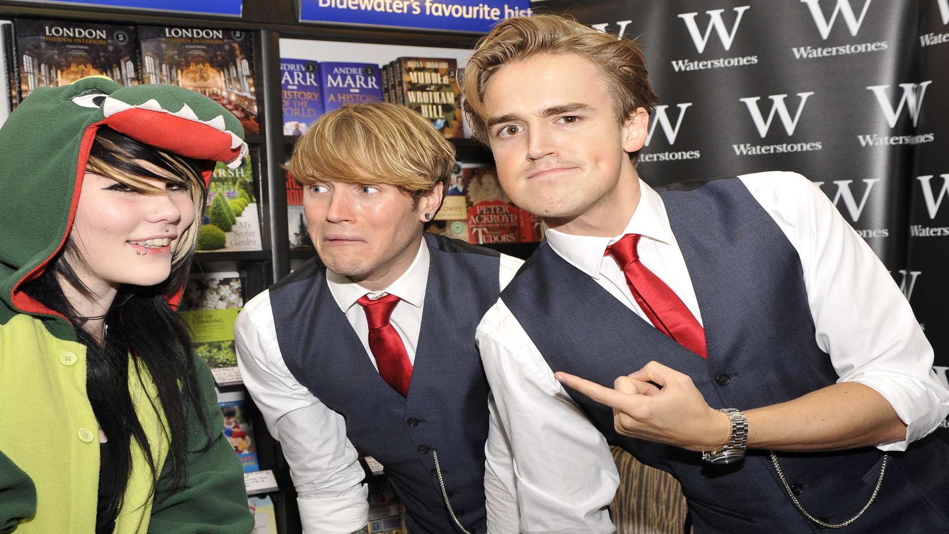 McFly's Dougie Poynter and Tom Fletcher, right, at a Bluewater book signing