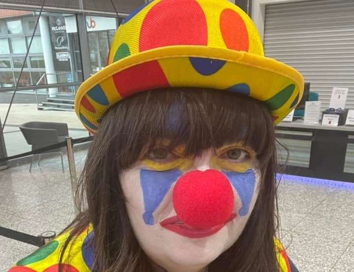 Dressed as a clown at The Pride in Medway Awards evening