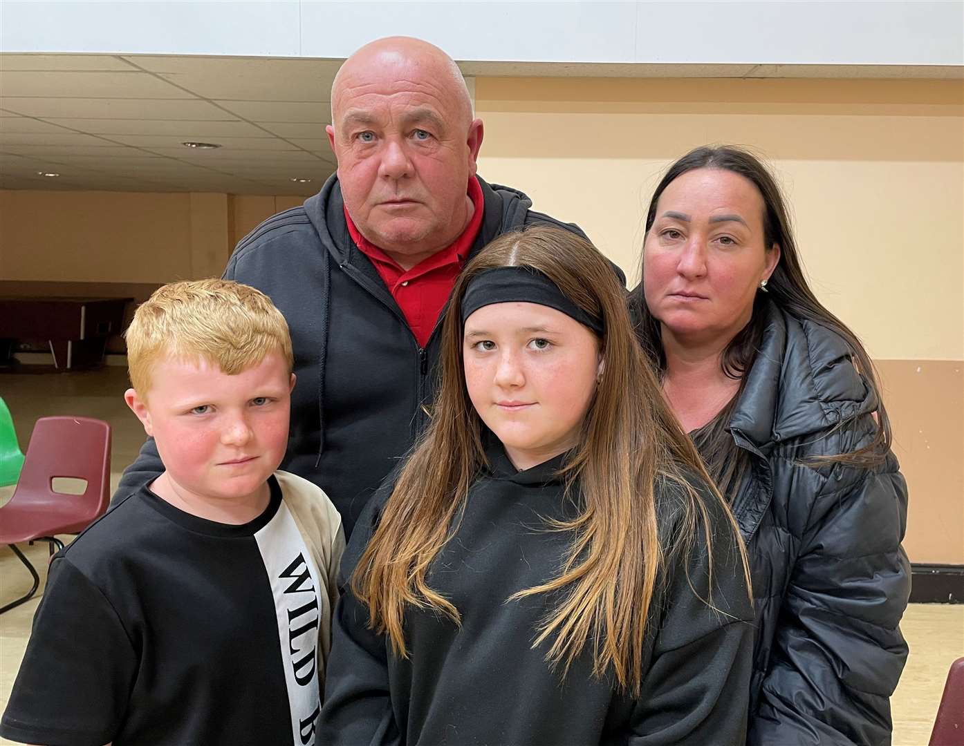 Minster parents Barney McCoy and Chanttel Norgate with their son George McCoy and daughter Ivy-Rose McCoy, who was allocated a space at The Abbey School despite living minutes away from the Minster Leigh Academy. Picture: Joe Crossley