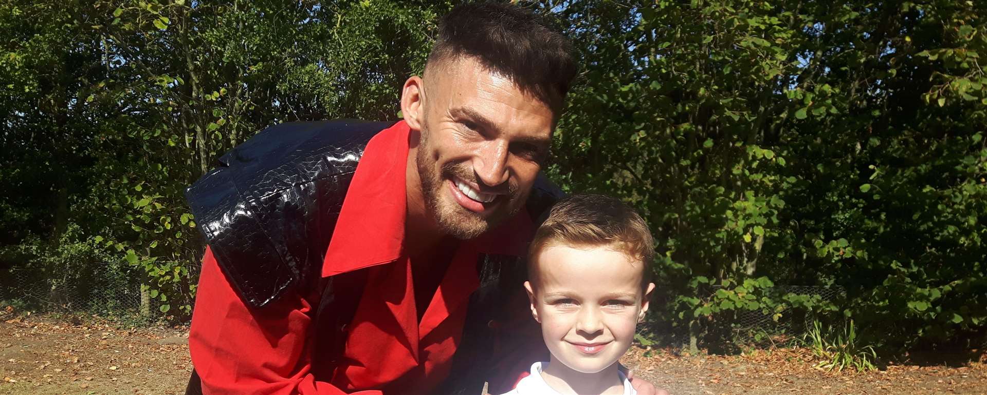 Jake Quickenden meets six-year-old Ted Walker at the panto launch