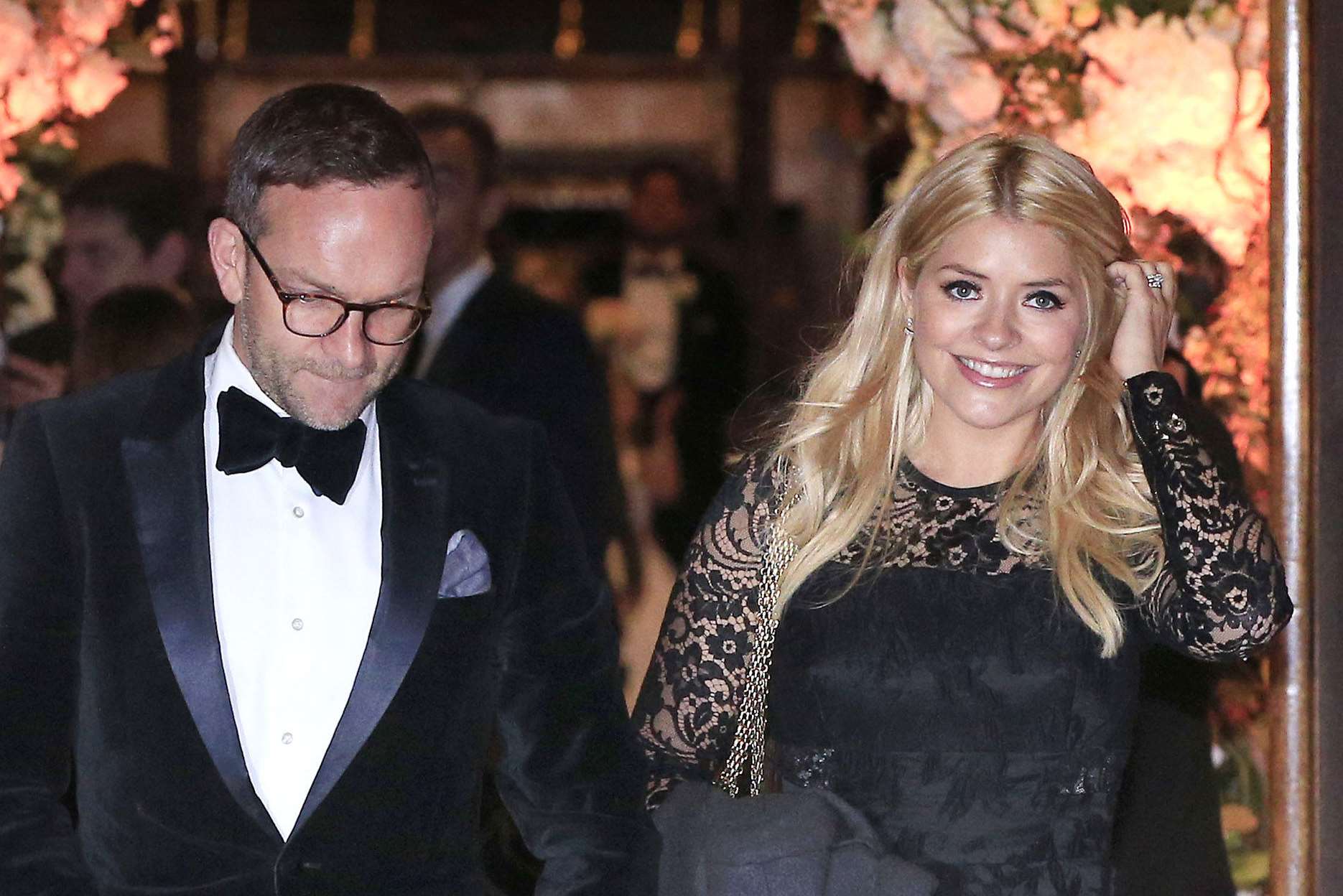 Holly Willoughby and her husband Dan Baldwin pictured on a night out in Knightsbridge