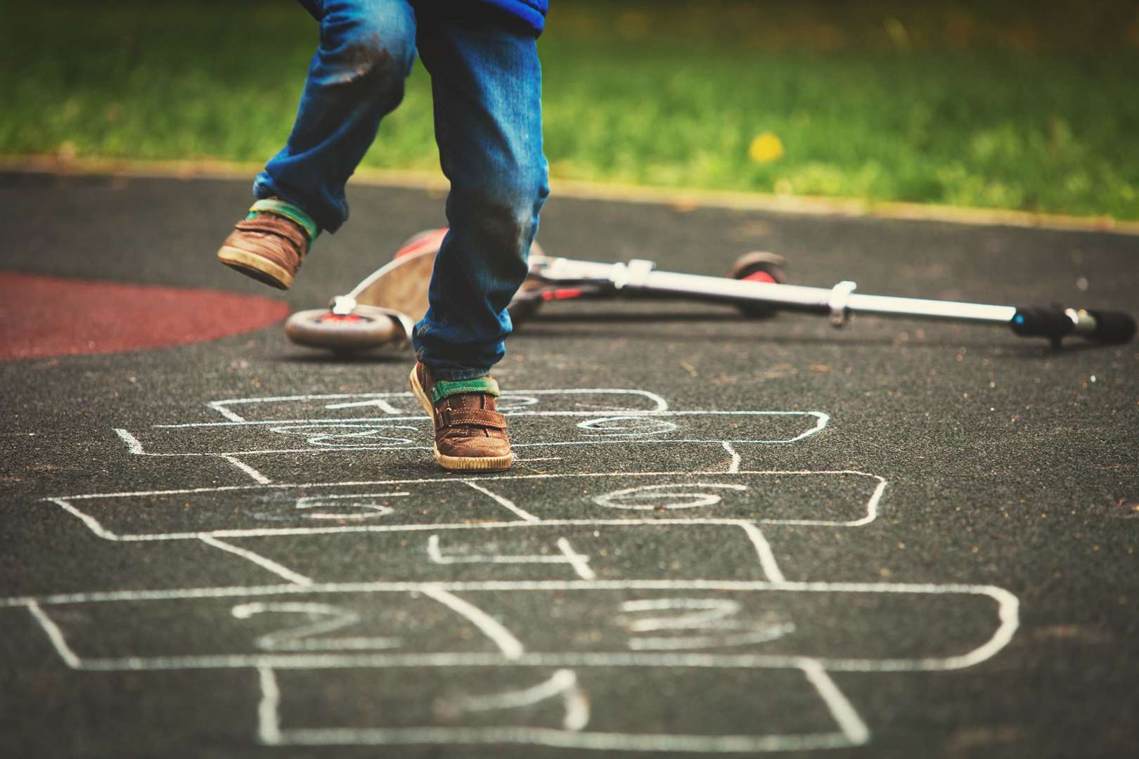 Hopscotch and other games marked out with chalk on street pavements were popular in the 80s and 90s