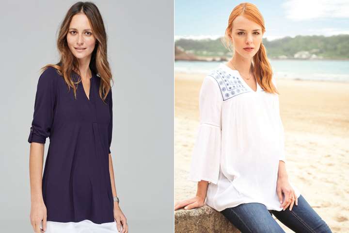 Isabella Oliver Roxby Top and, right, JoJo Maman Bebe Embroidered Blouse