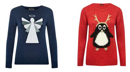 Louche sparkle angel sweater. Available for £45 at Joy. Plus this super comfy penguin jumper for £29 at M&Co.