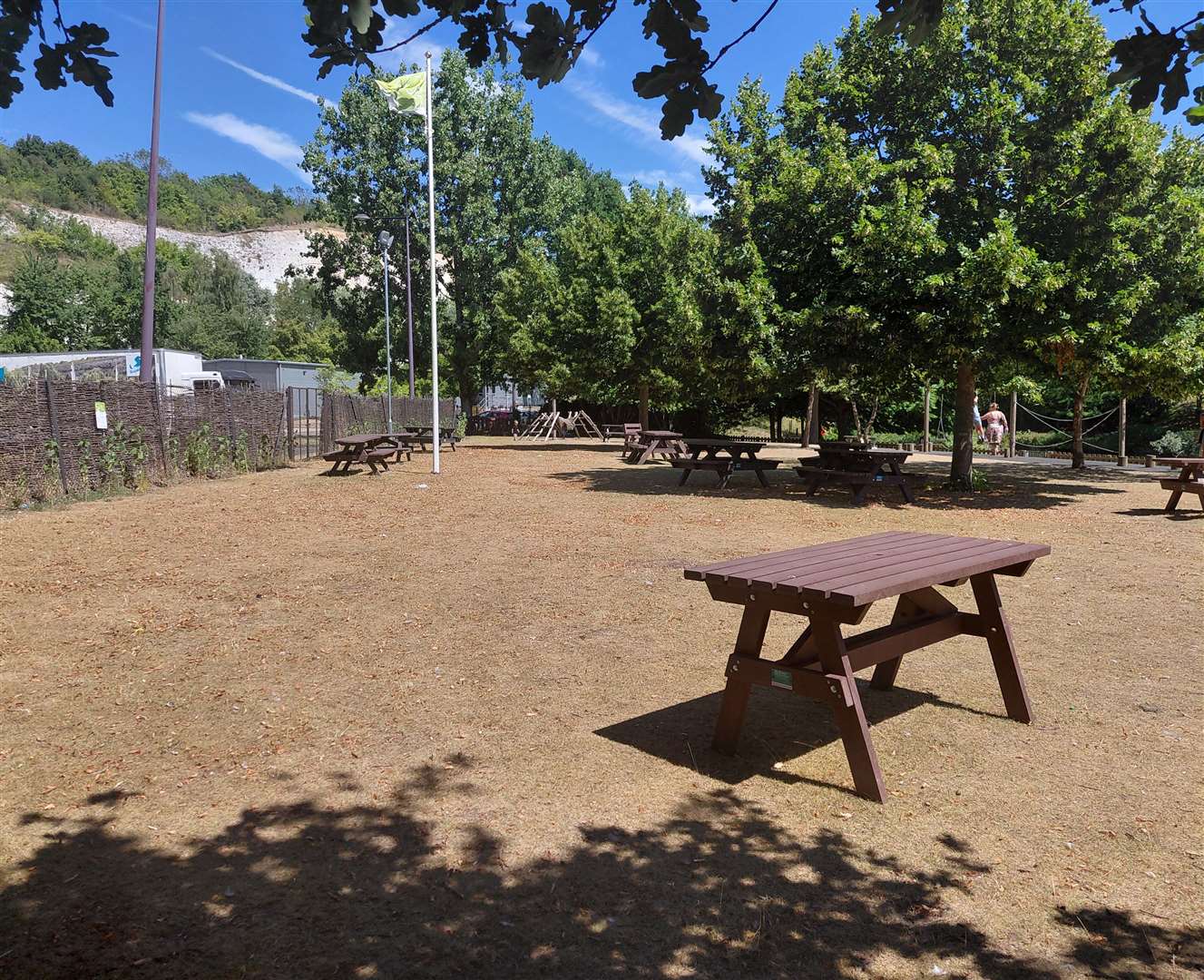 There are some picnic benches by the play area