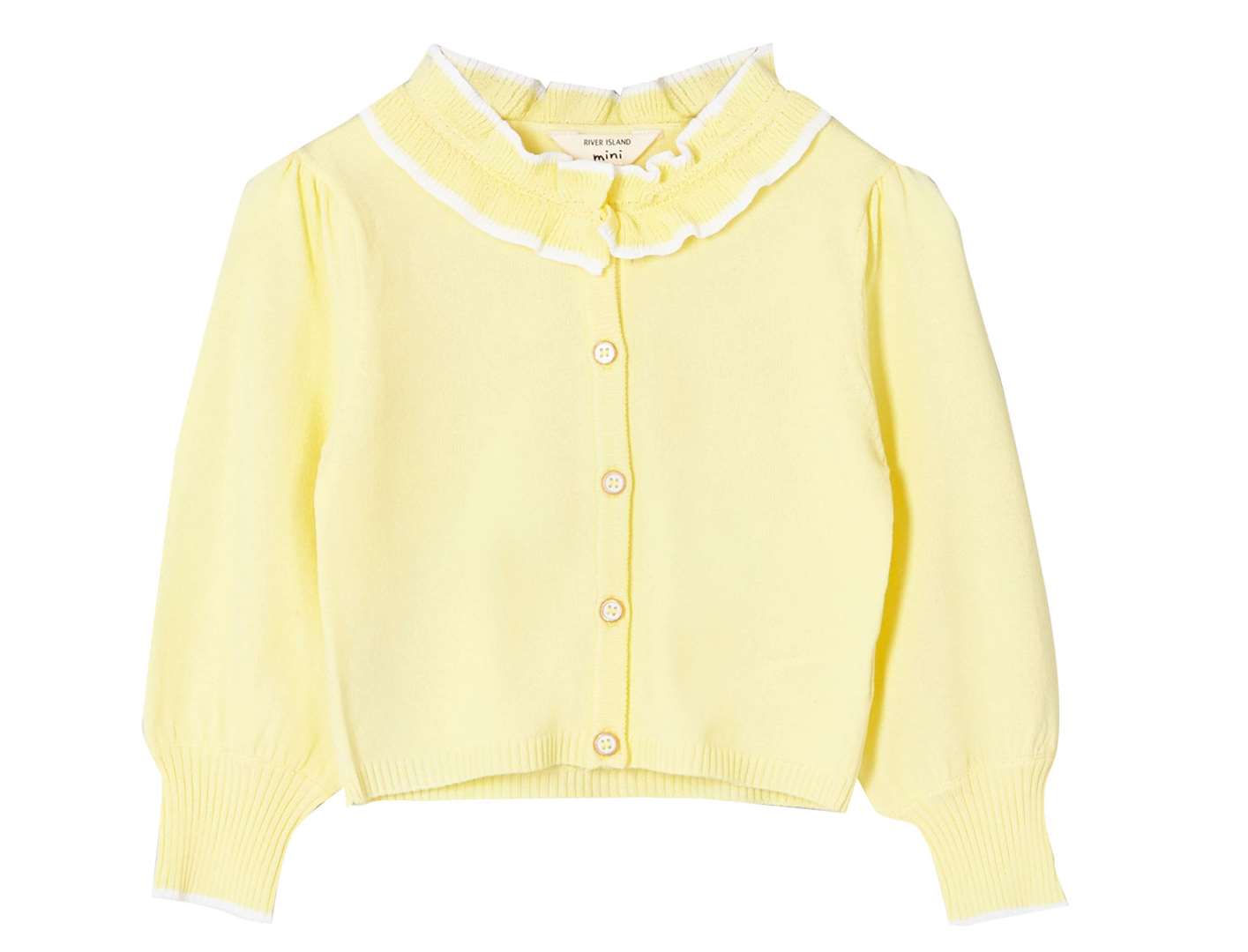 River Island Mini Girls Yellow Frill Collar Cardigan, £14