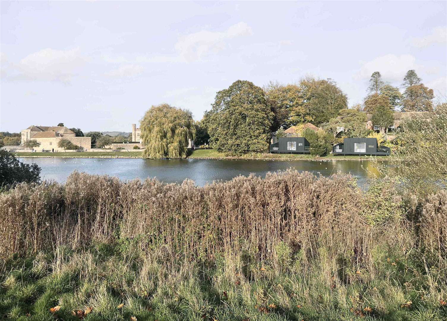 New lakeside lodges have been built at Leeds Castle in Maidstone. Picture: Koto Design