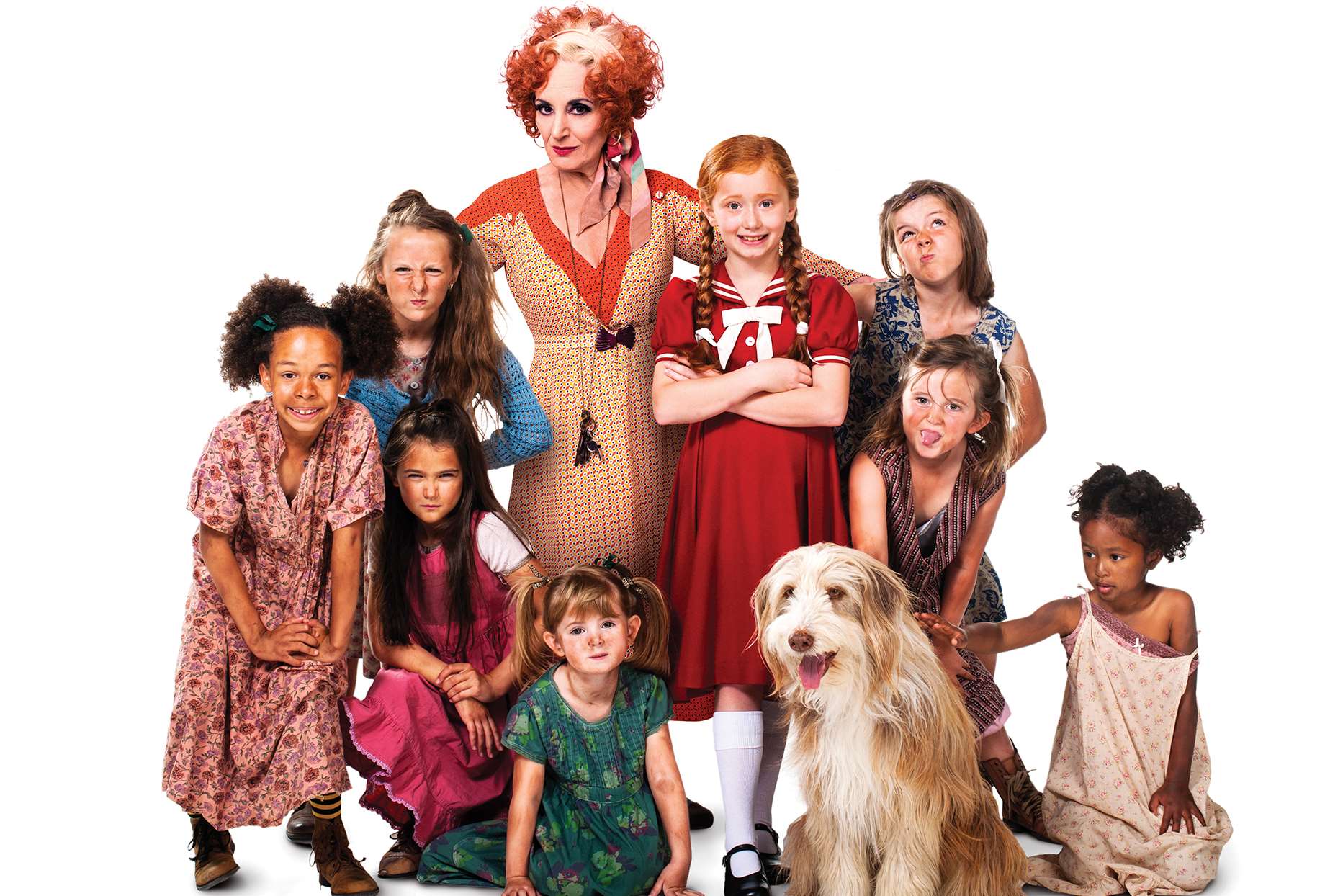 Stars of Annie at the Marlowe Theatre, Canterbury