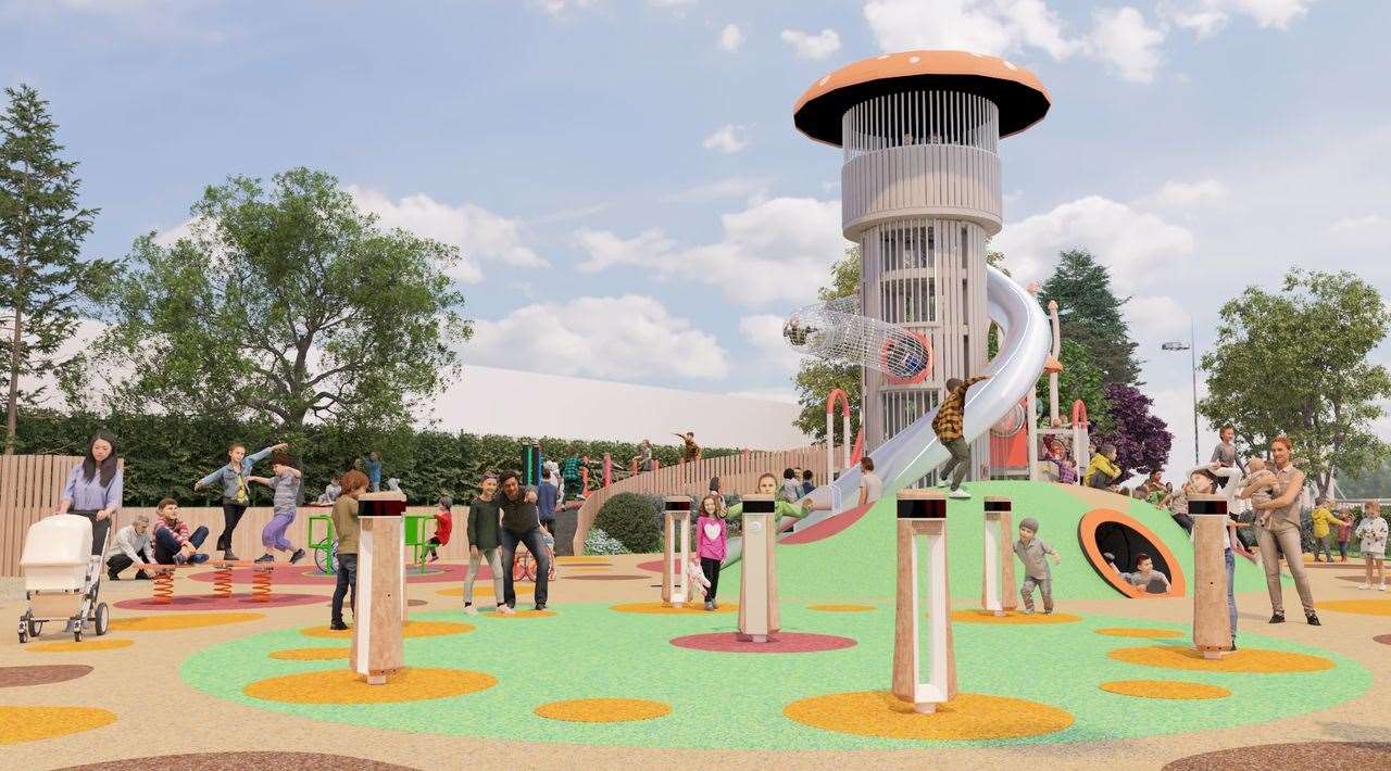 A new Mushroom Multiply tower will be the centrepiece of the redesigned Bluewater playground