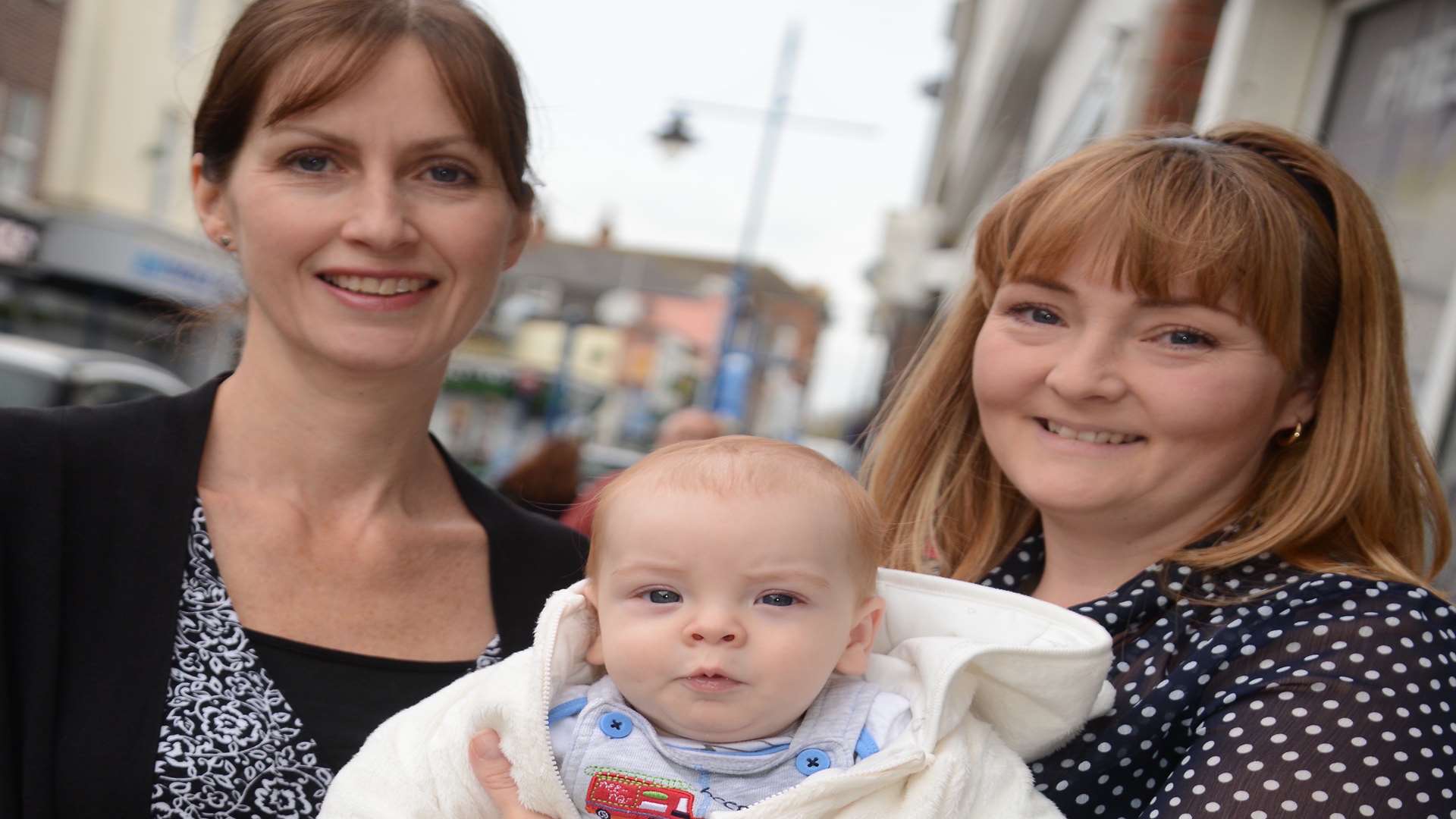 Sarah Wood with mother Kimberley Meader and her son Oscar