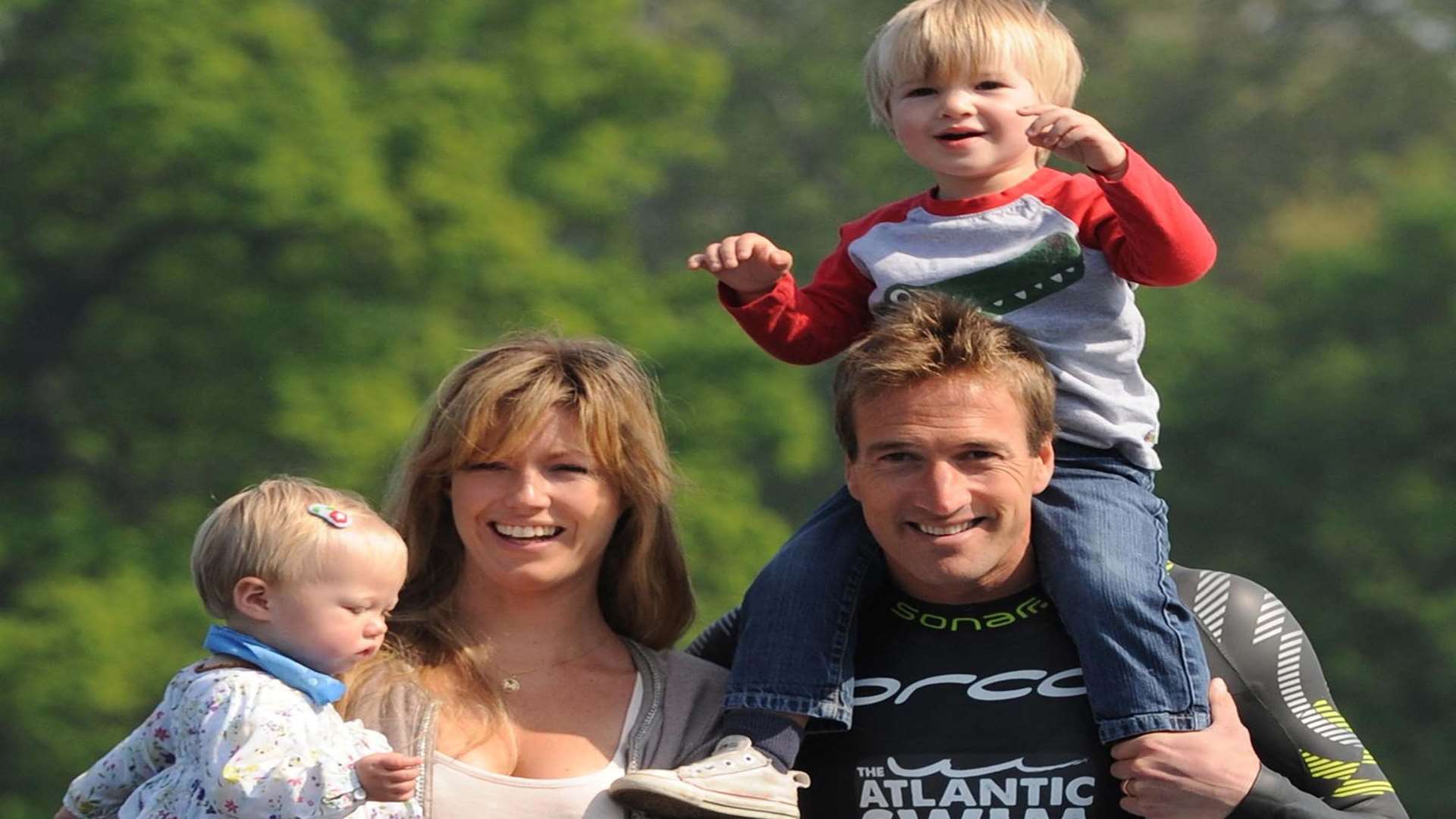 The Fogle family having fun