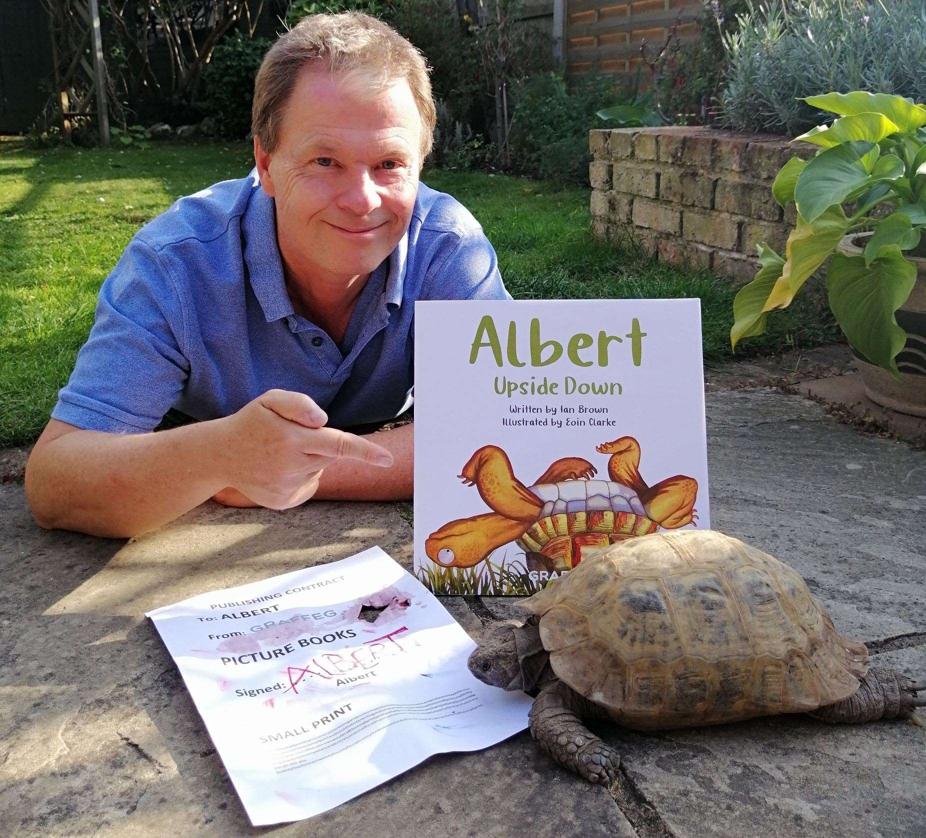 Author Ian Brown with Albert the Tortoise. Picture: Ian Brown