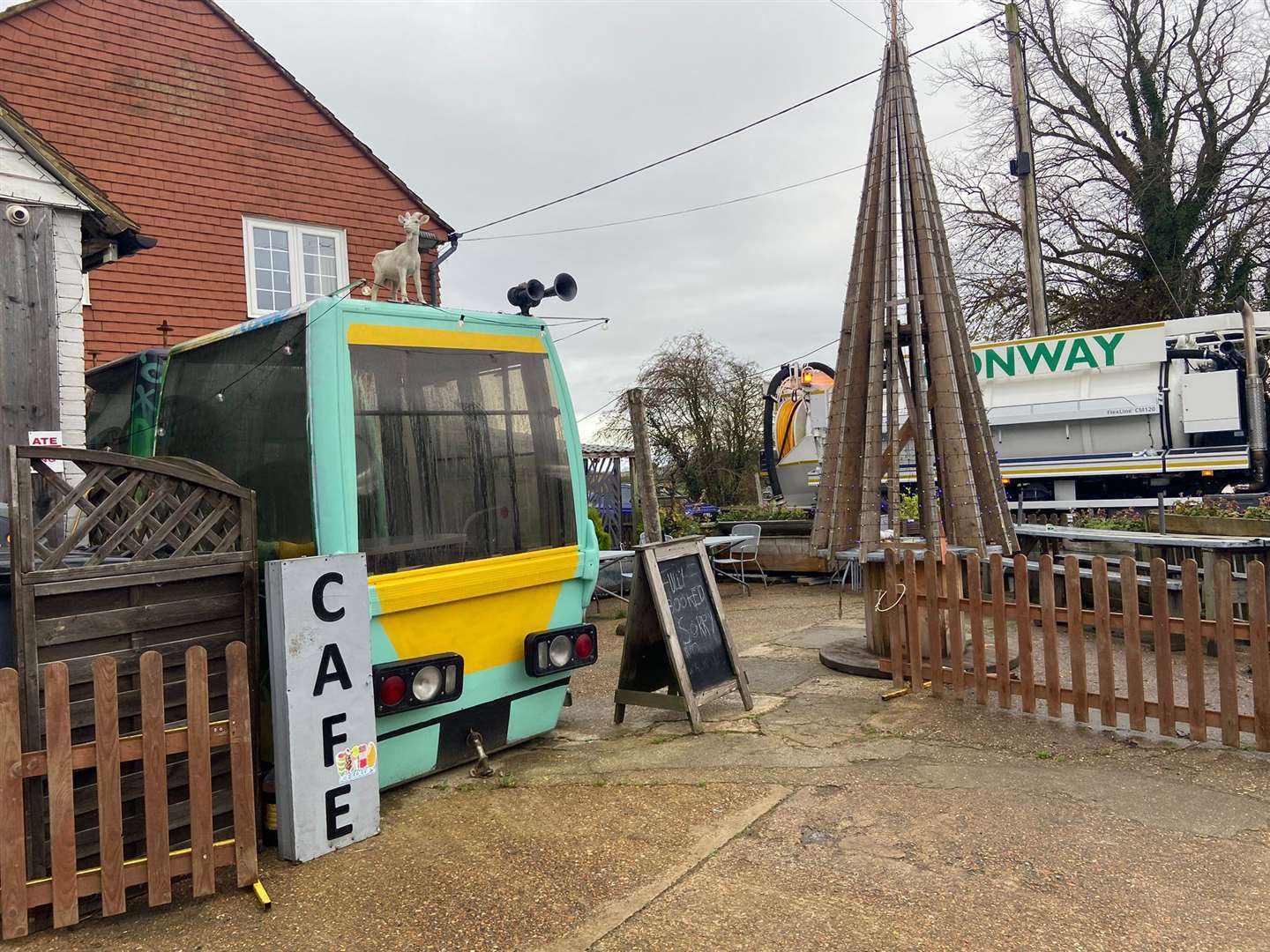 Outside Nibbles Railway Cafe in Newenden, near Tenterden