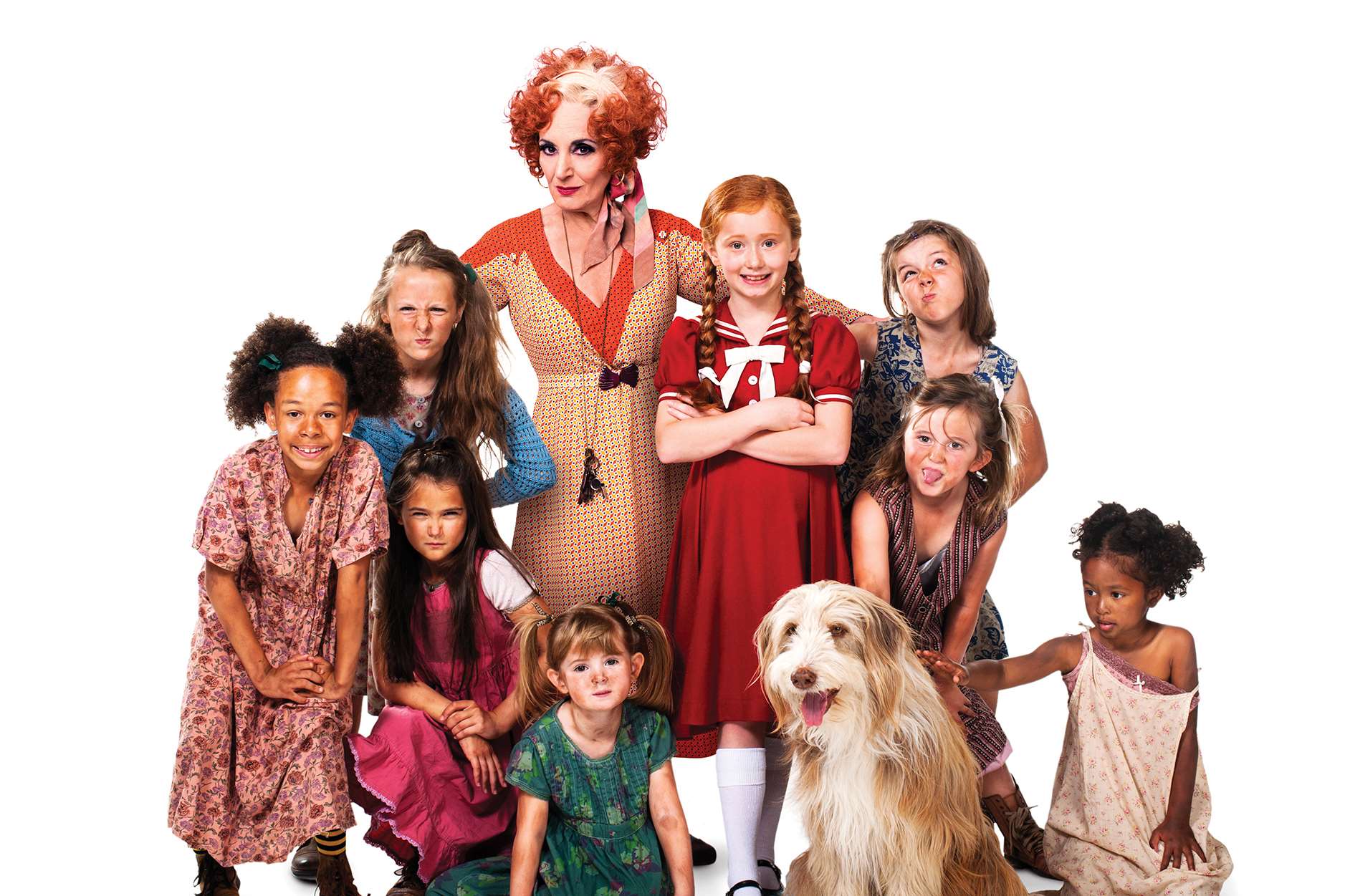 Stars of Annie at the Marlowe Theatre, Canterbury