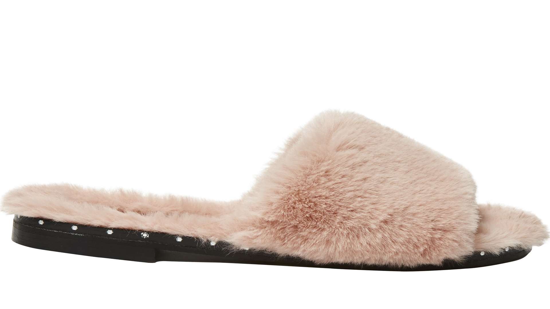 These snuggle fluffy pink faux fur mule sandals from Office are £48. Team with your with faded 1990s denim or sport luxe separates.