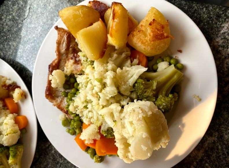 A pork chop roast dinner on a budget