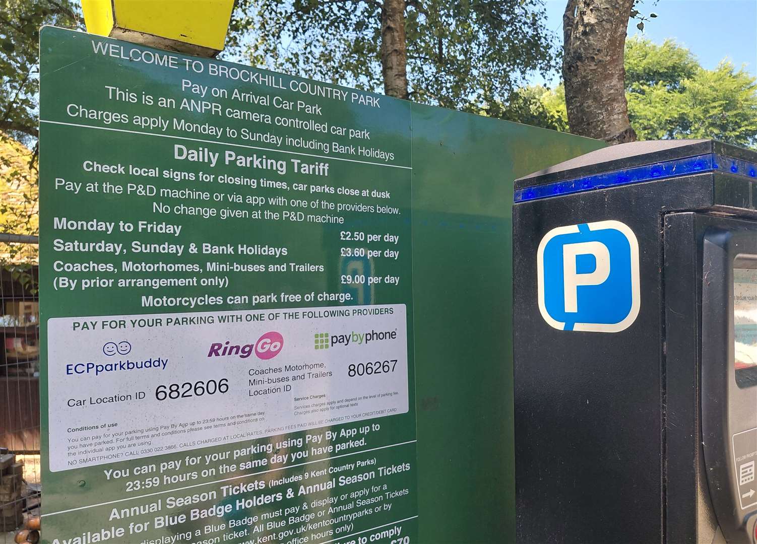 Parking charges at the park