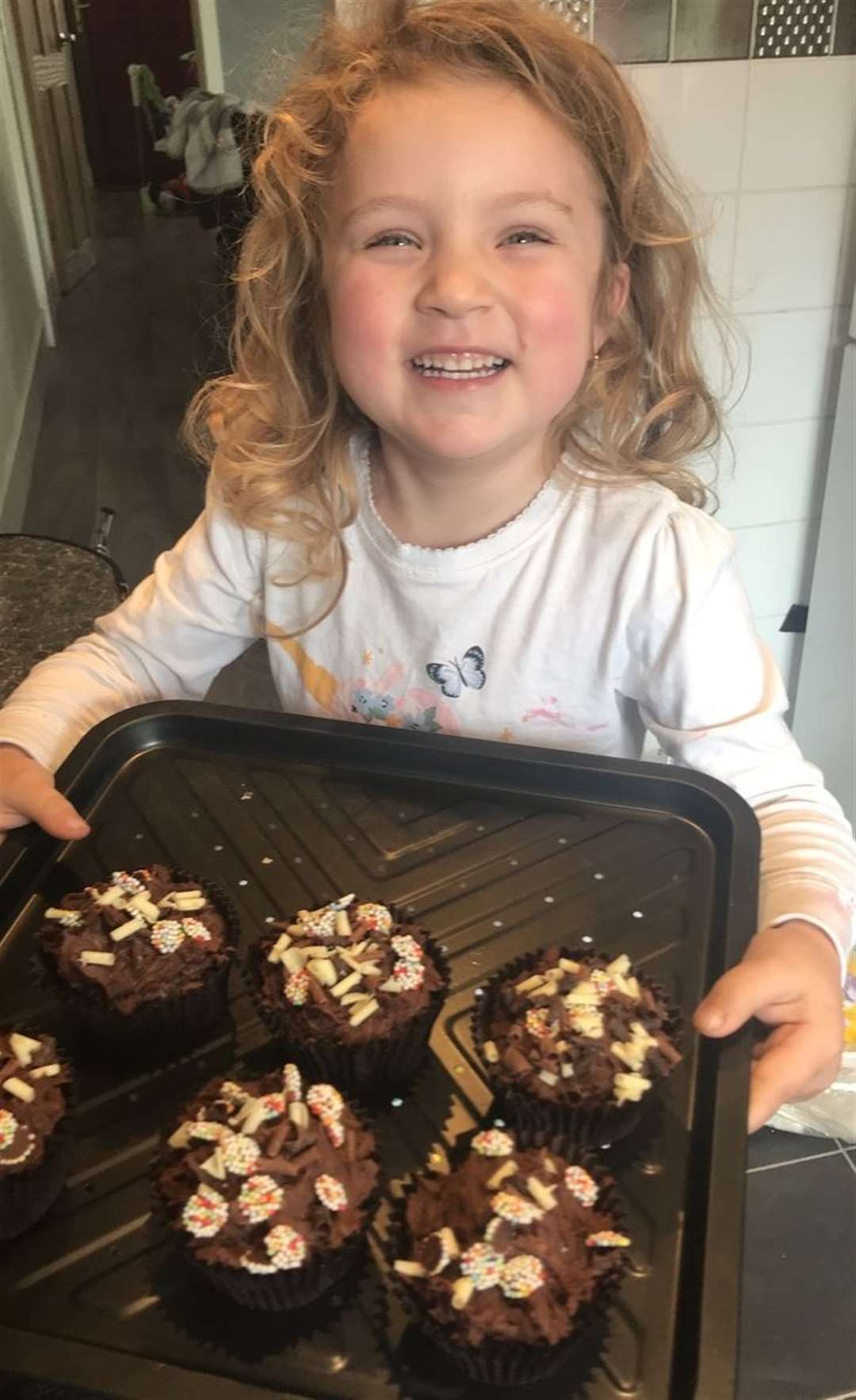 Lillia Halls made cakes for her grandad to leave on his doorstep for his birthday