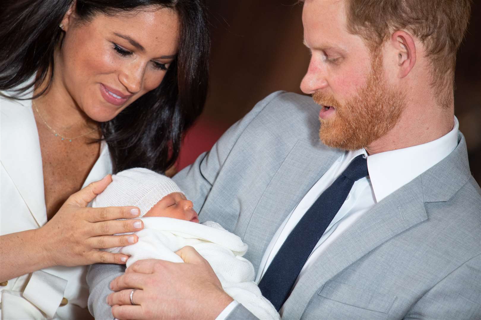The Duke and Duchess of Sussex with their baby son who was given the name Archie