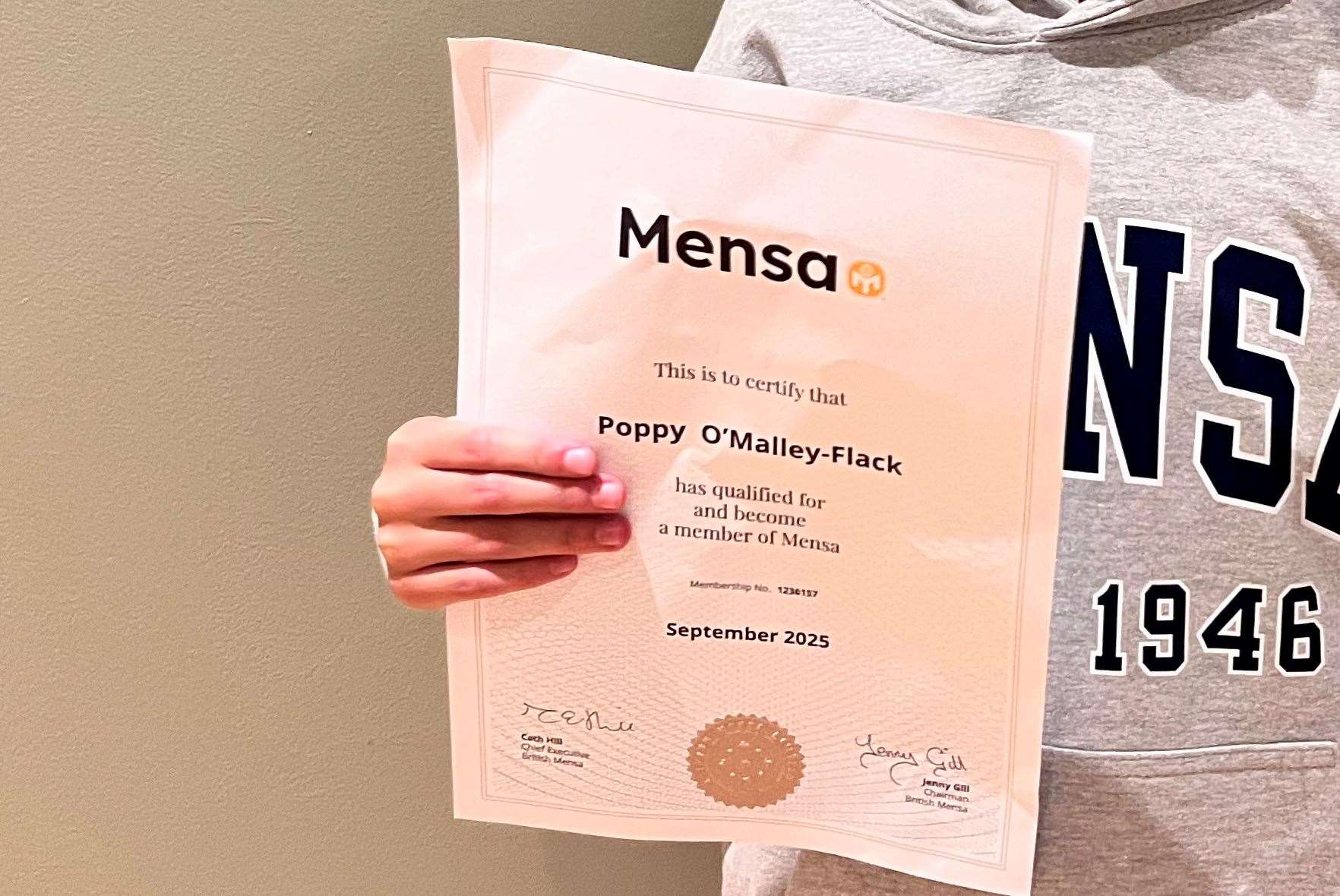 Poppy has been accepted into Mensa. Picture: Lucy O’Malley-Flack