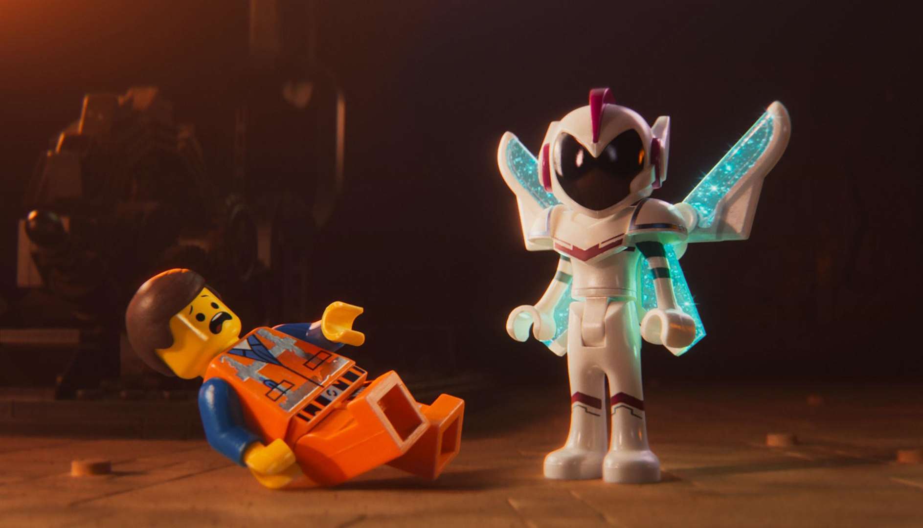 The Lego Movie 2. Pictured: Emmet (voiced by Chris Pratt) and General Mayhem (Stefanie Beatriz). Picture credit: PA Photo/Warner Bros. Entertainment Inc./Eric Charbonneau. All Rights Reserved.