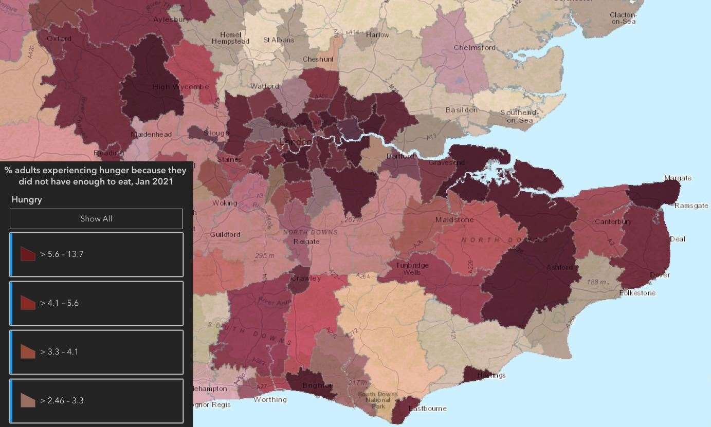 UK local food insecurity of Adults Jan 2021