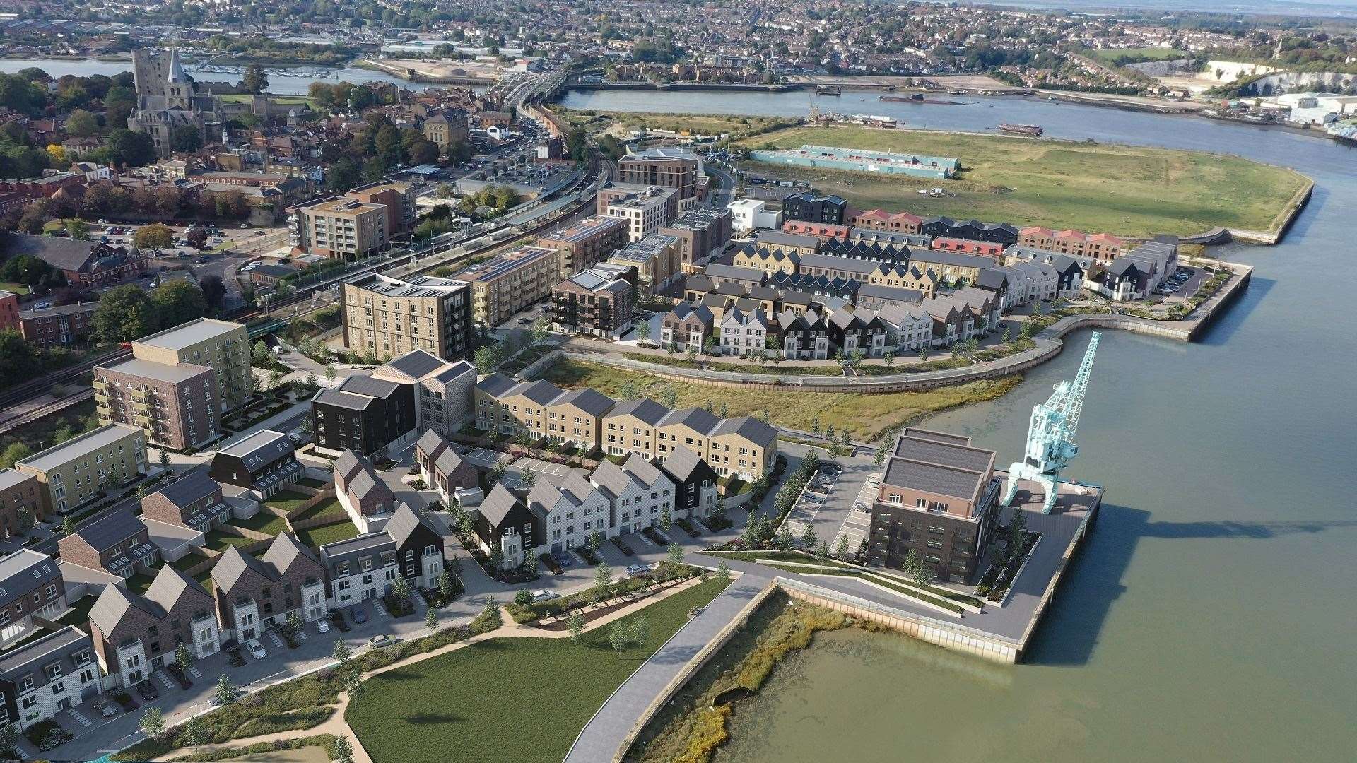 Rochester Riverside is a 1,400-home development alongside the River Medway