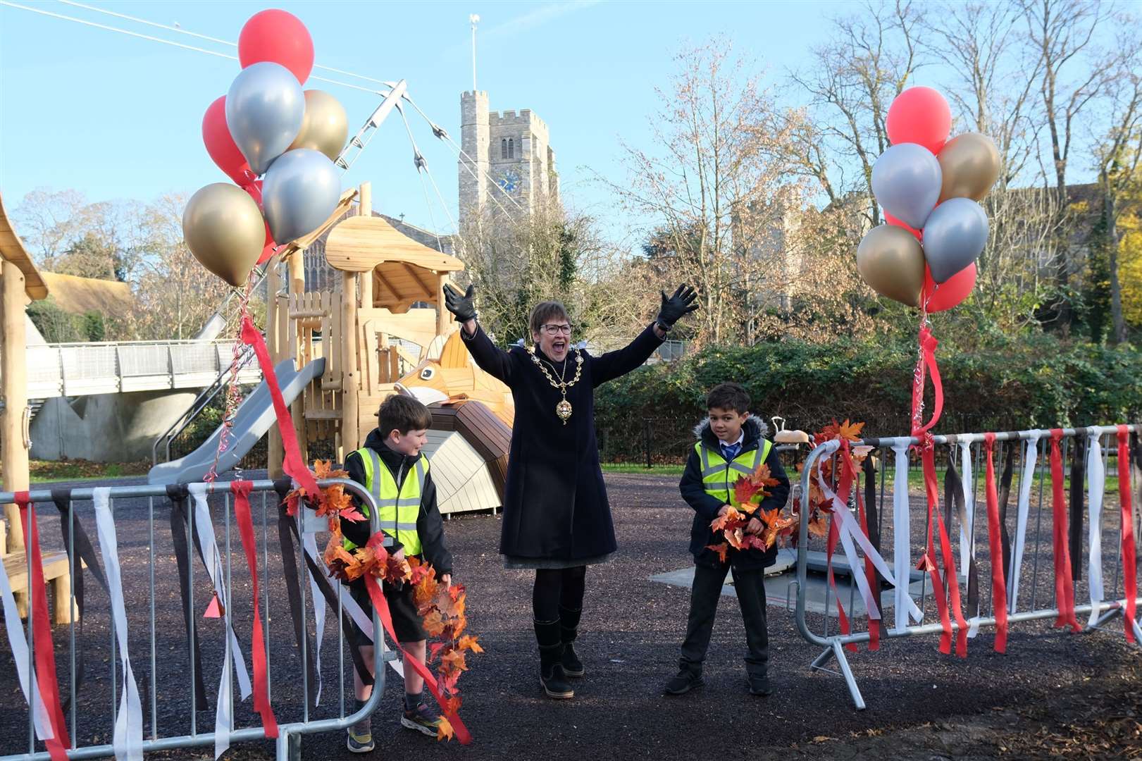 A new play area was opened at Lockmeadow in Maidstone by mayor Cllr Fay Gooch and children from Boughton Monchelsea Primary School