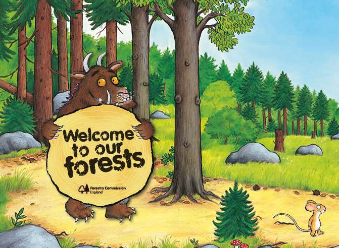There are Gruffalo markers around the forest and pinetum at Bedgebury to find