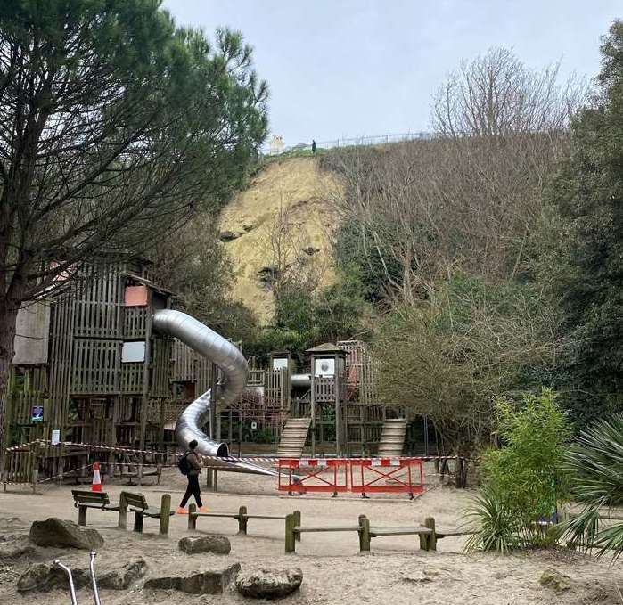 A view from the Lower Leas Coastal Park of last year's landslide. Picture credit: Stephen West