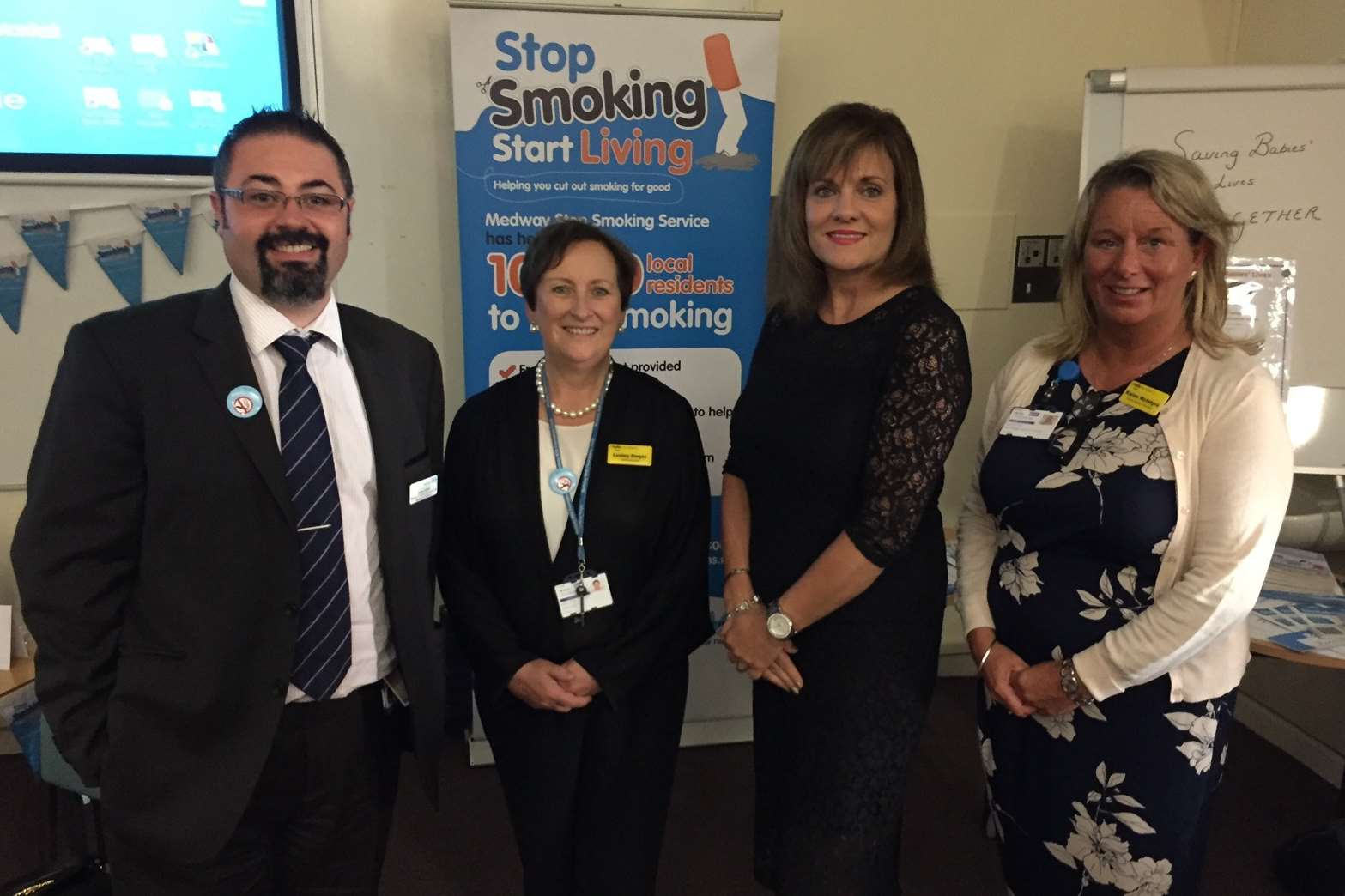 Saving Babies Lives - James Lowell, hospital Chief Executive Lesley Dwyer, Lisa Fendall from BBC Three's Misbehaving Mums, and Karen McIntyre