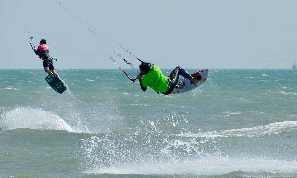 Competitors at the Kitesurfing Championships in Ramsgate