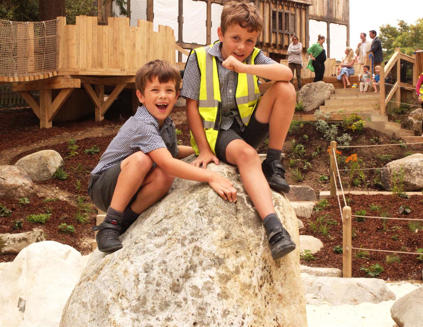 Boulders are being placed across the play area