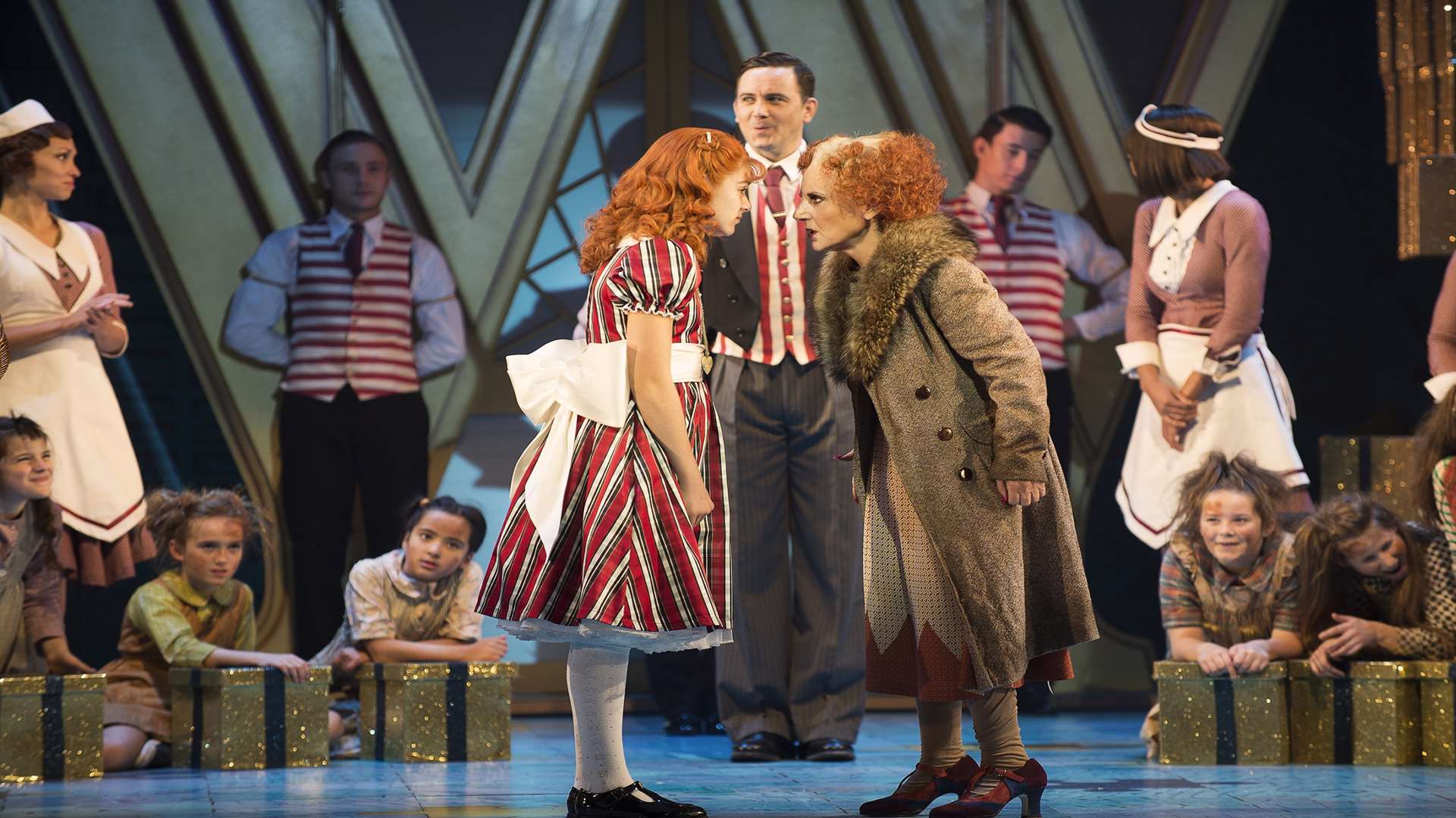 Lesley Joseph as Miss Hannigan in Annie. Picture: Paul Coltas