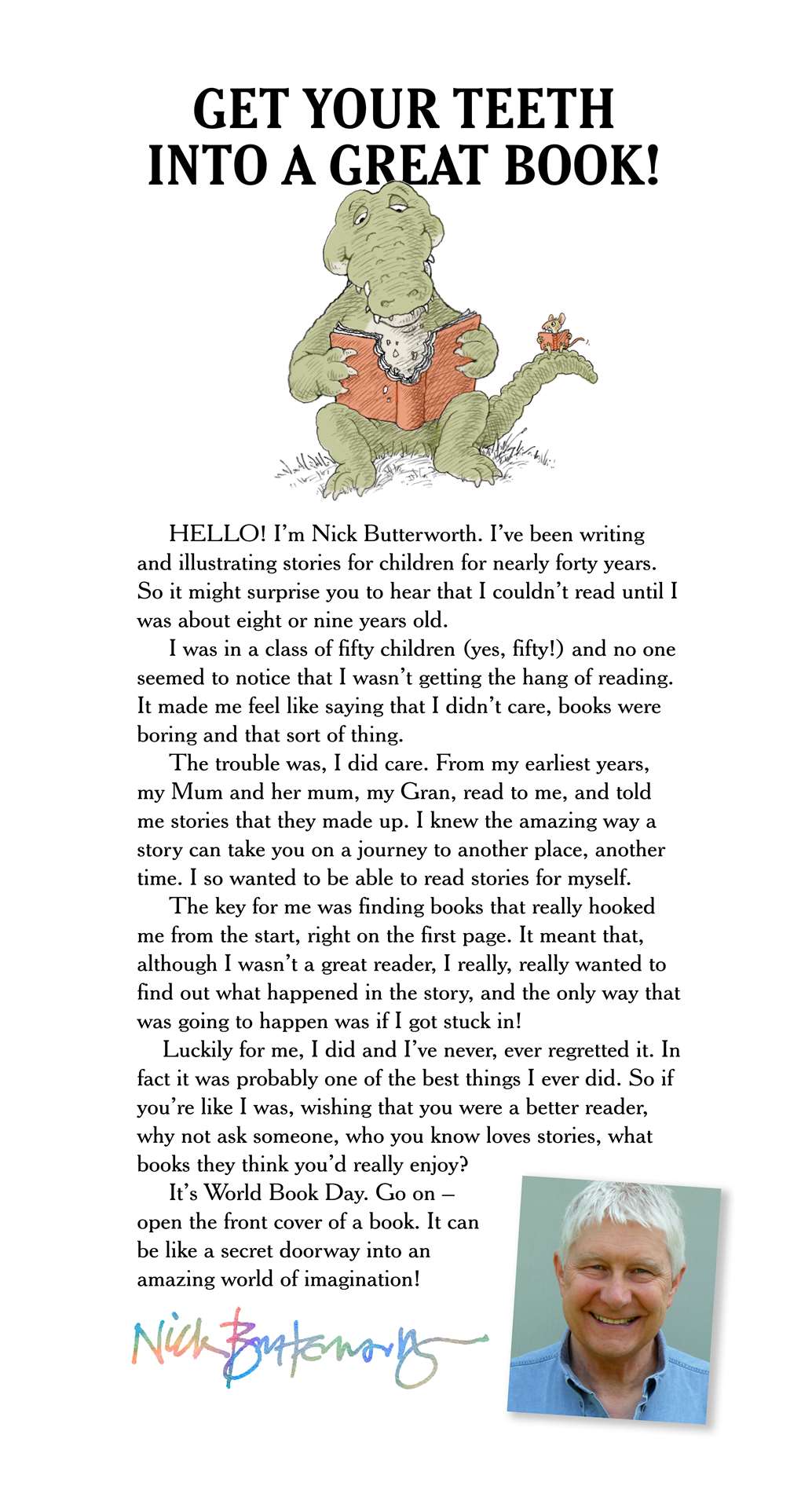 World Book Day letter from Nick Butterworth (30762115)