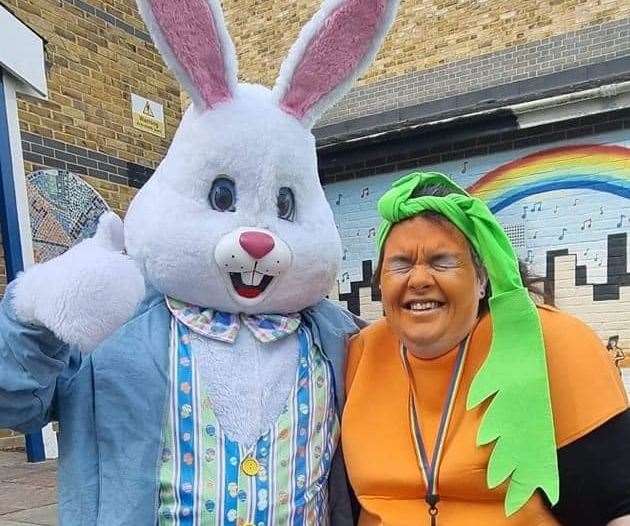 Dressed as a carrot for Easter